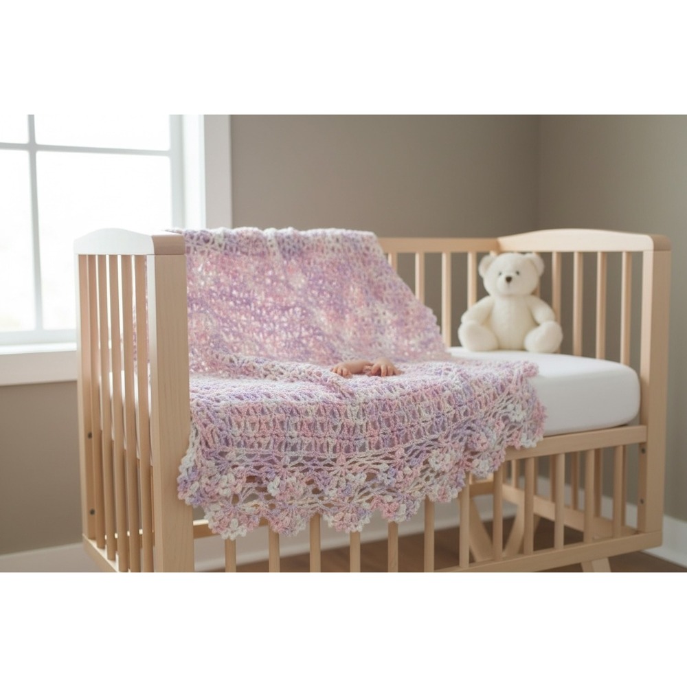 Handmade Pastel Blue/Pink/White‎ Crochet Baby Blanket